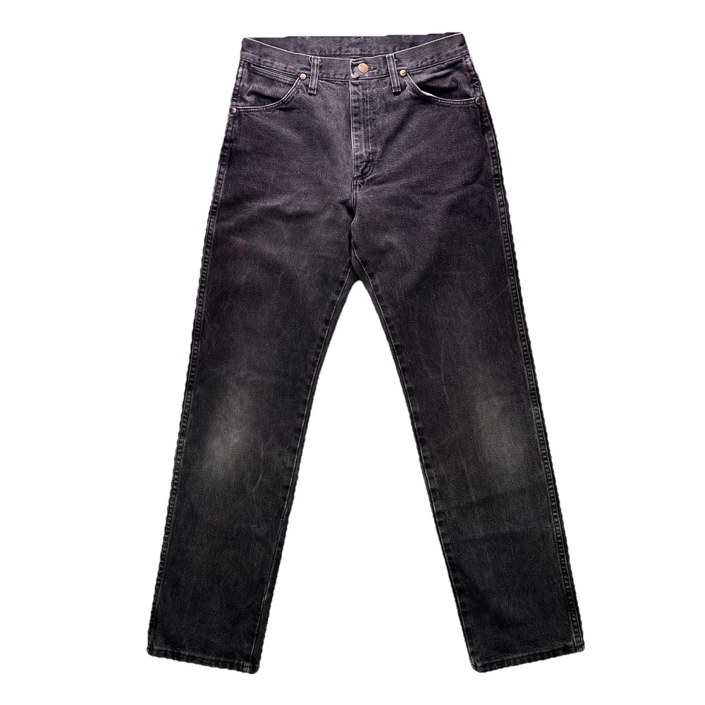 Vintage Wrangler Jeans Mens 30x34 Black Cowboy Cut Faded Cotton Western Denim